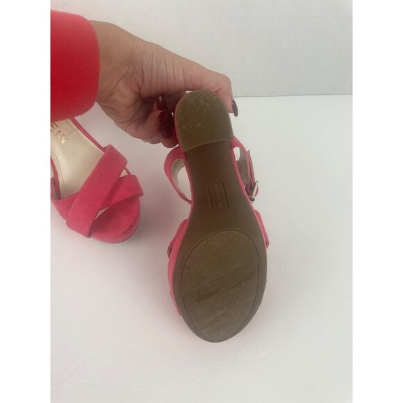Anne Klein Pink Suede Platform Heels Strappy Open Toe Sandals Sz 7.5 Barbiecore - Picture 7 of 13